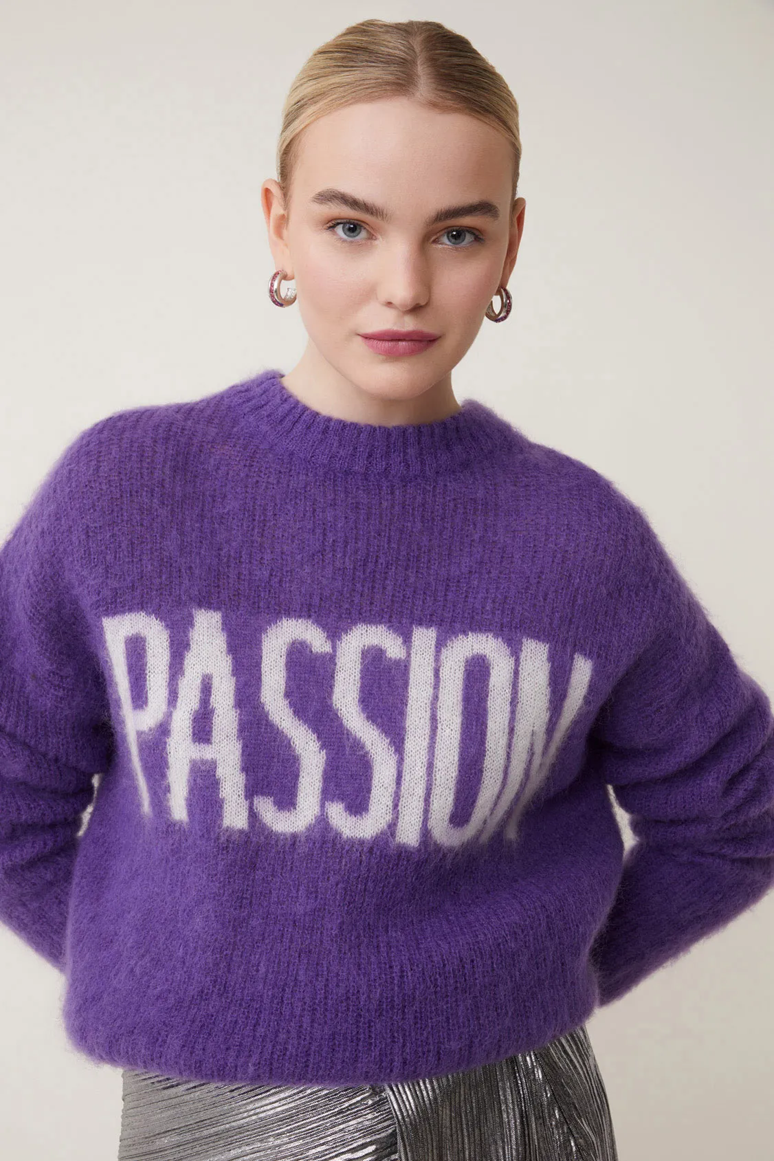 Pull fin mohair à message PASSION