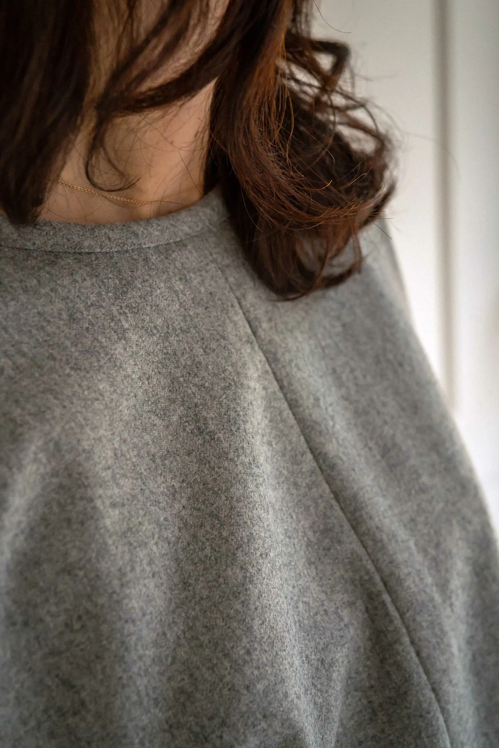 Pull gris femme coupe oversize en laine flanelle Chiara