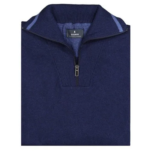 RAGMAN PULL COL ZIP COTON CASHMERE Marine