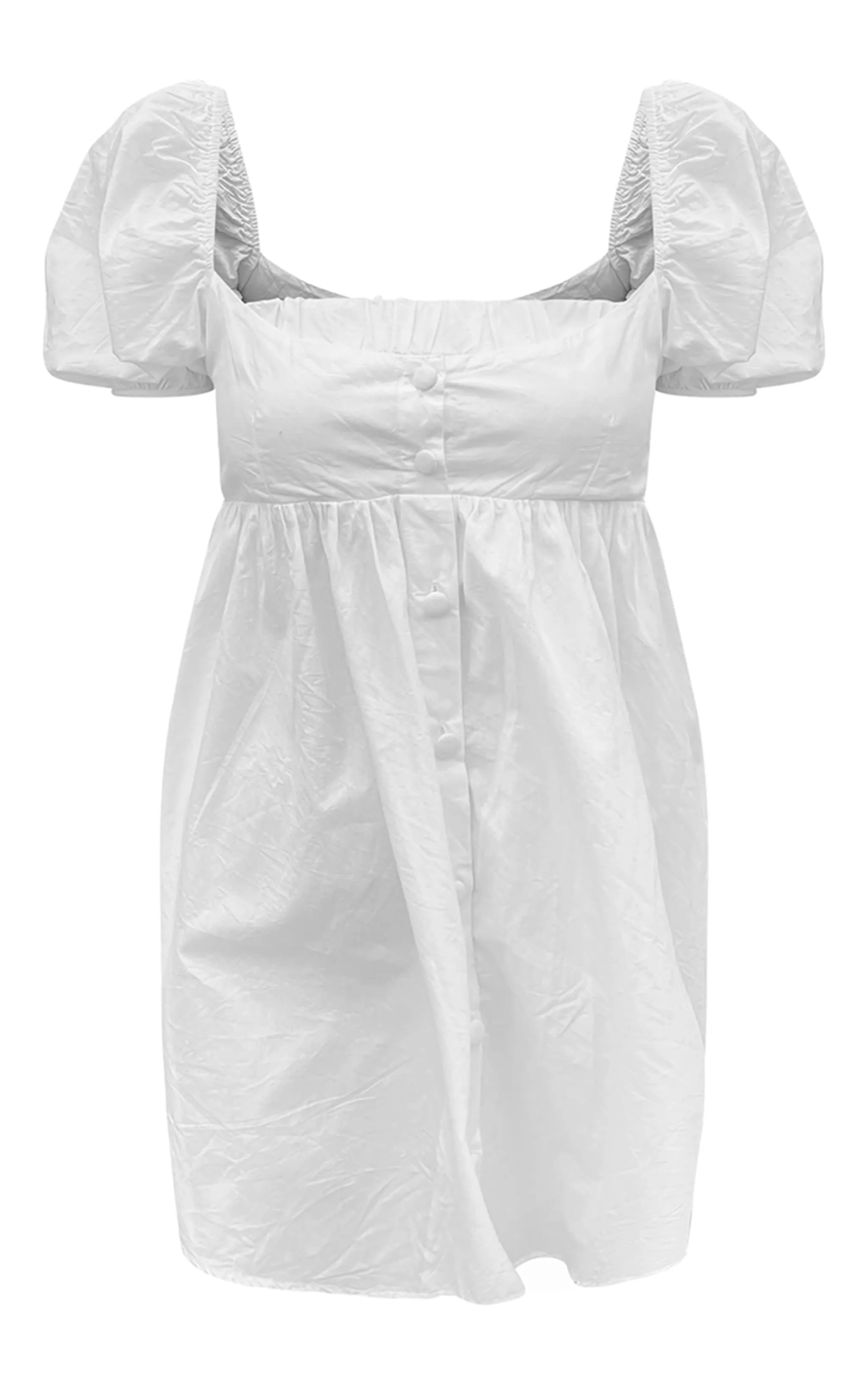 Robe babydoll boutonnée en coton blanc