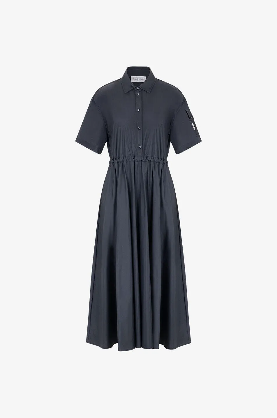 Robe chemise midi en popeline technique à manches courtes