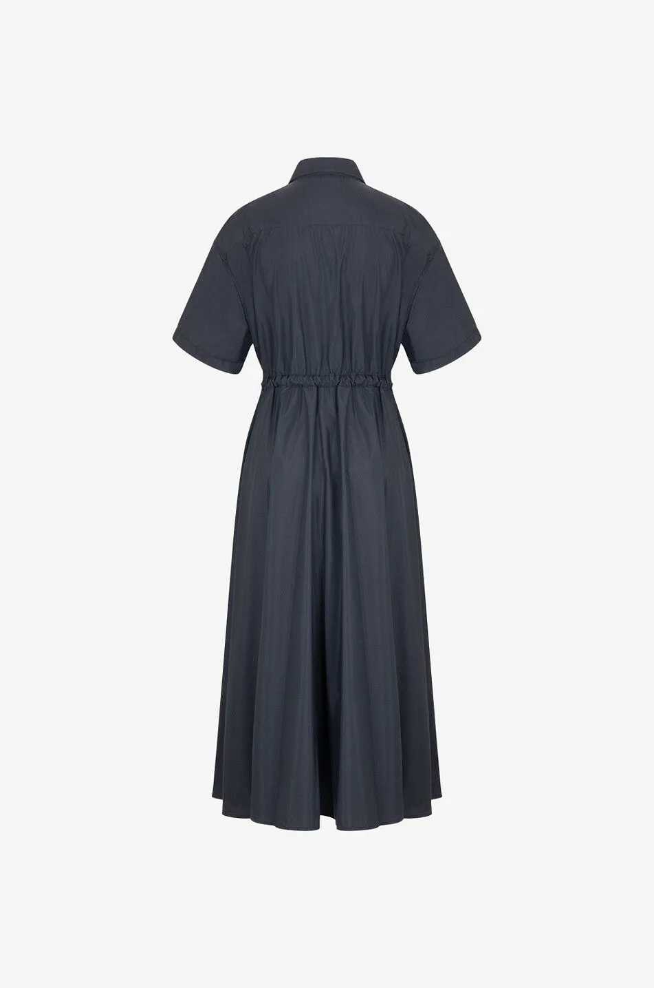 Robe chemise midi en popeline technique à manches courtes