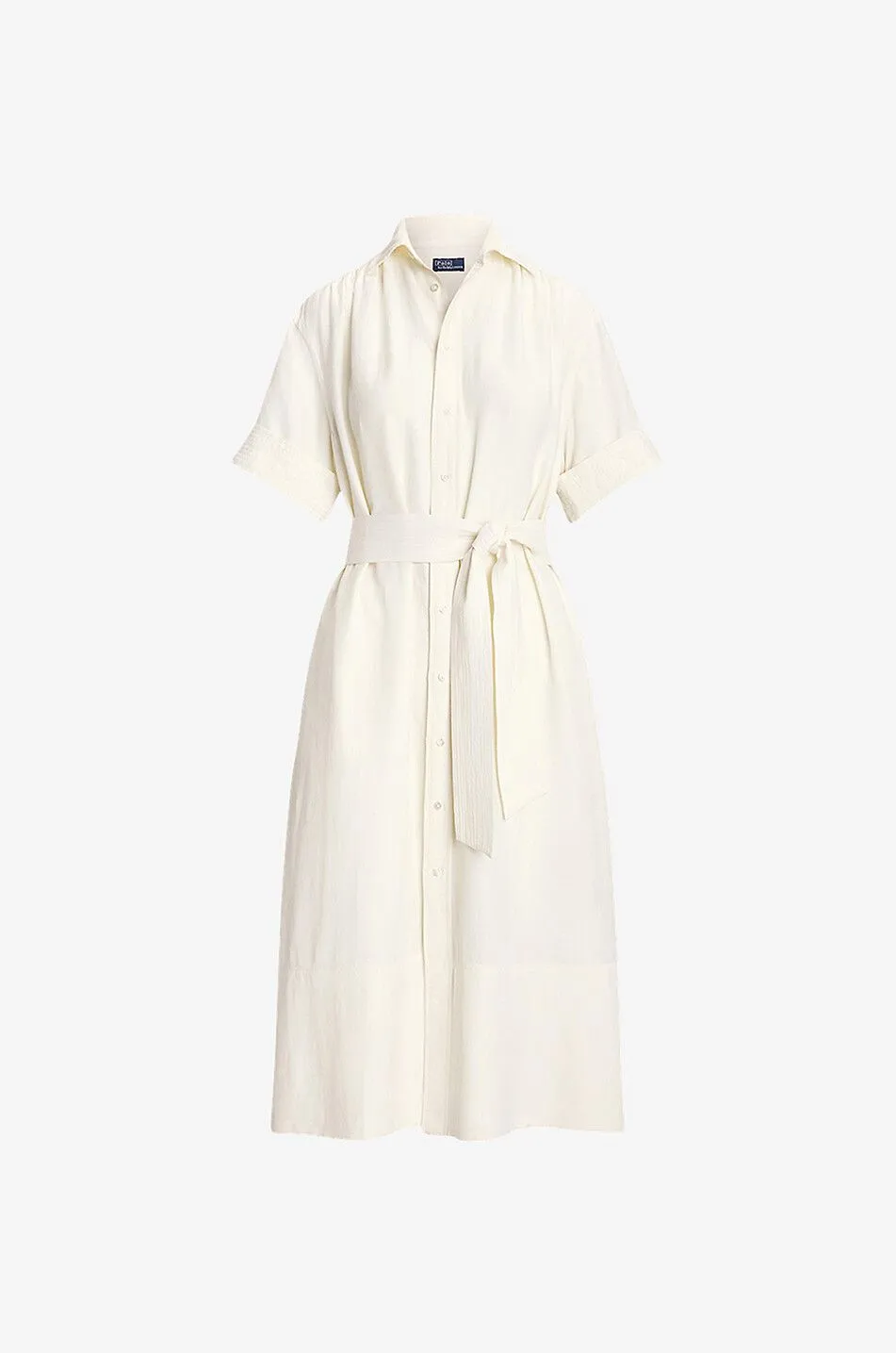 Robe chemise midi en soie mélangée