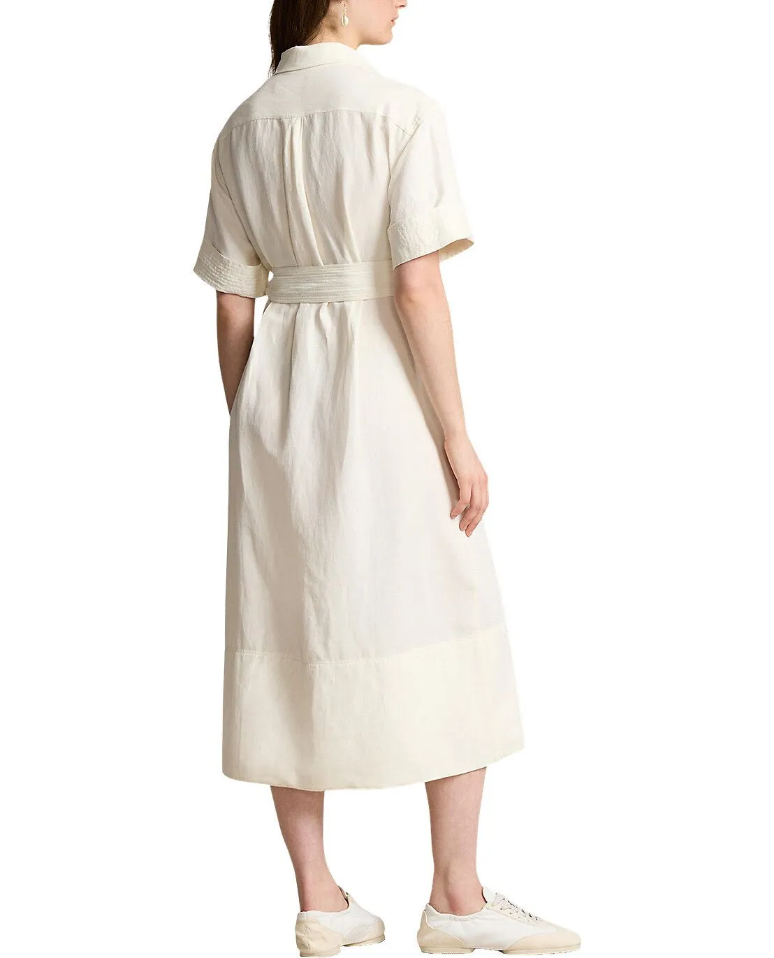 Robe chemise midi en soie mélangée