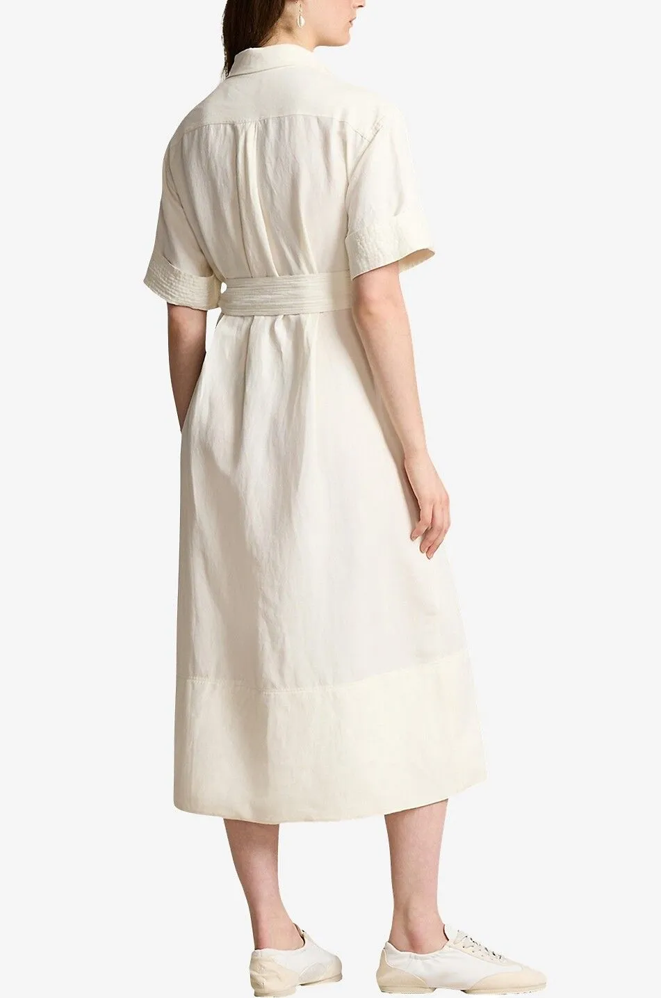 Robe chemise midi en soie mélangée