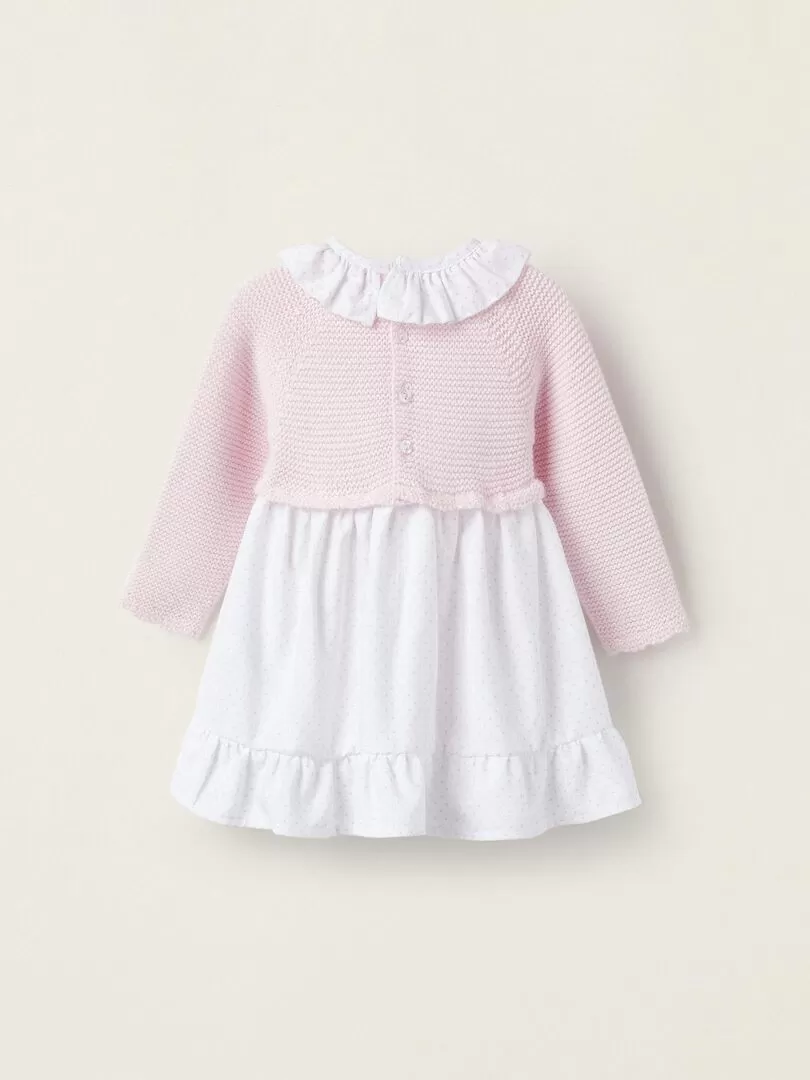 Robe Combinée en Maille et Coton pour Nouveau-Né manches longues BALMORAL'S AFTERNOONS - Rose clair