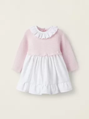 Robe Combinée en Maille et Coton pour Nouveau-Né manches longues BALMORAL'S AFTERNOONS - Rose clair