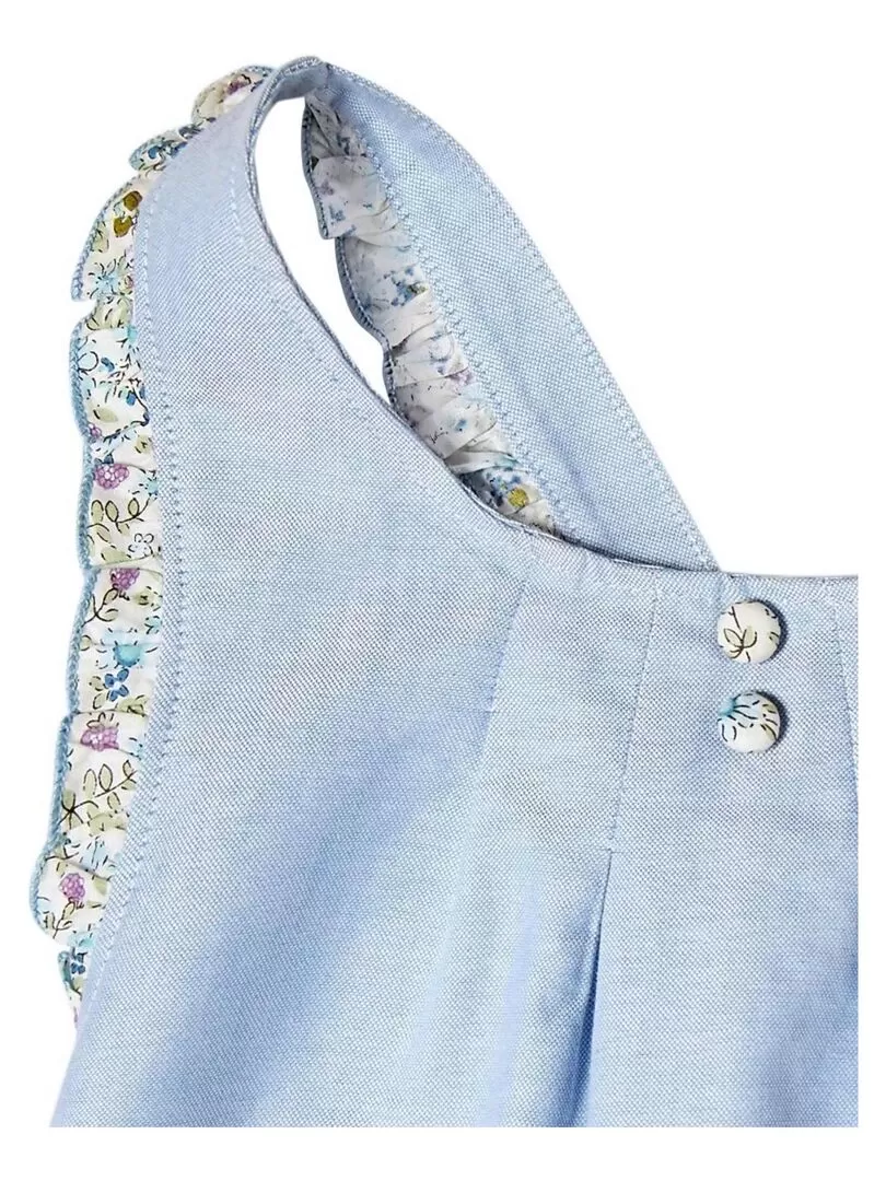 Robe Cérémonie  Pastel Fleurie Fille  ANAIS - La Faute à Voltaire - Bleu clair