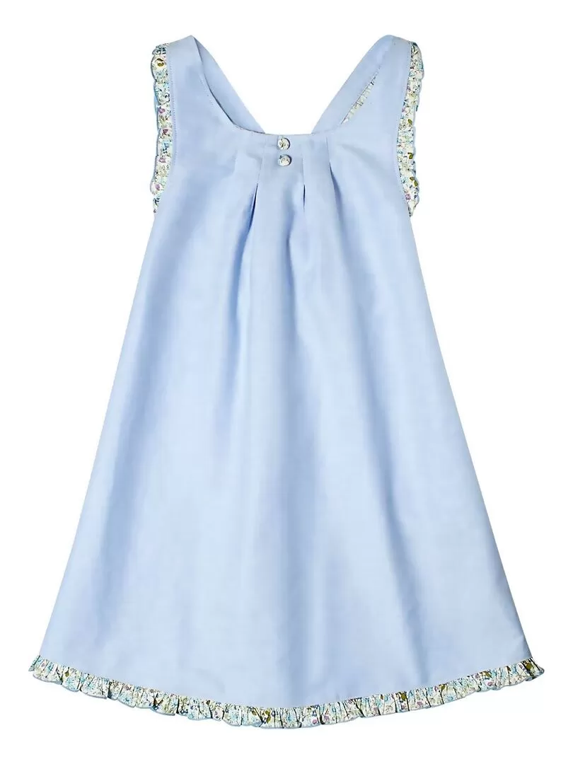 Robe Cérémonie  Pastel Fleurie Fille  ANAIS - La Faute à Voltaire - Bleu clair