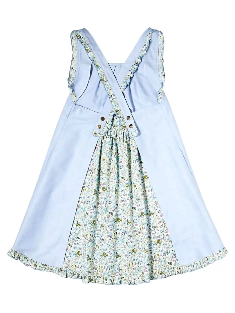 Robe Cérémonie  Pastel Fleurie Fille  ANAIS - La Faute à Voltaire - Bleu clair