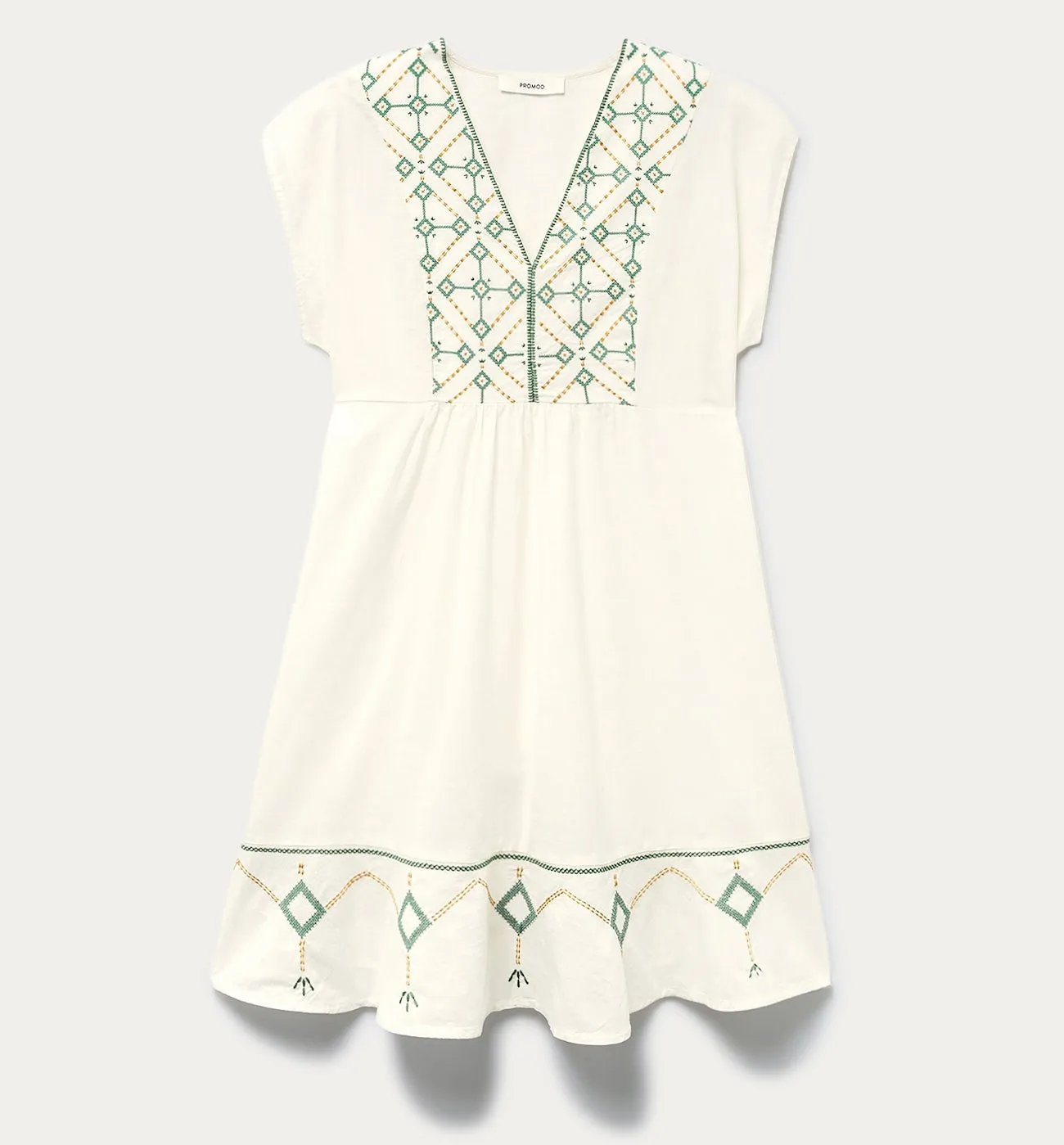 Robe en coton brodé Femme - Ecru