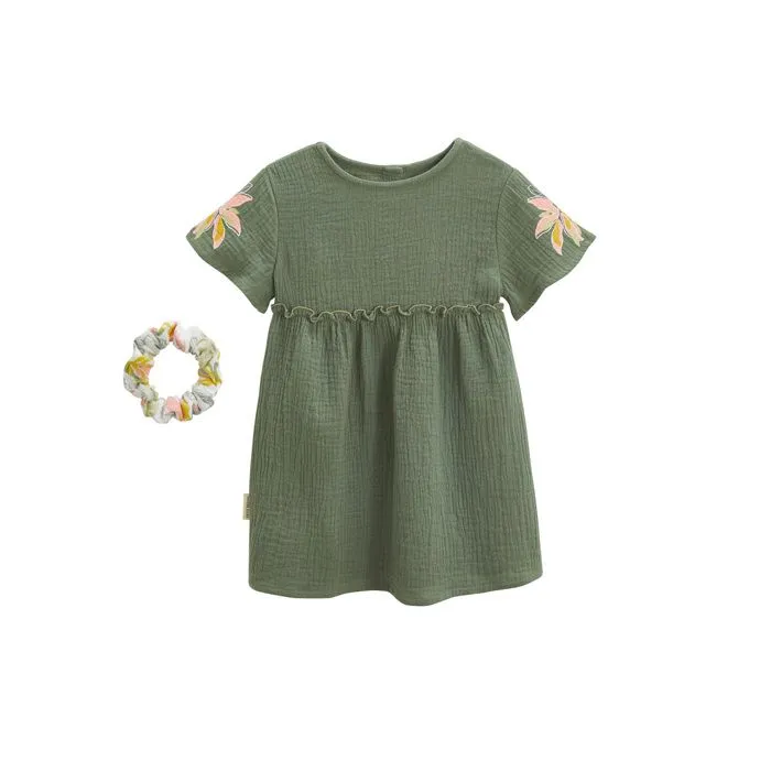 Robe enfant en gaze de coton + chouchou Pivoina