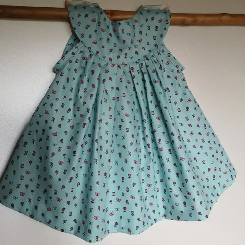 Robe fleurie bébé en coton oeko tex  6-9 mois, cadeau naissance