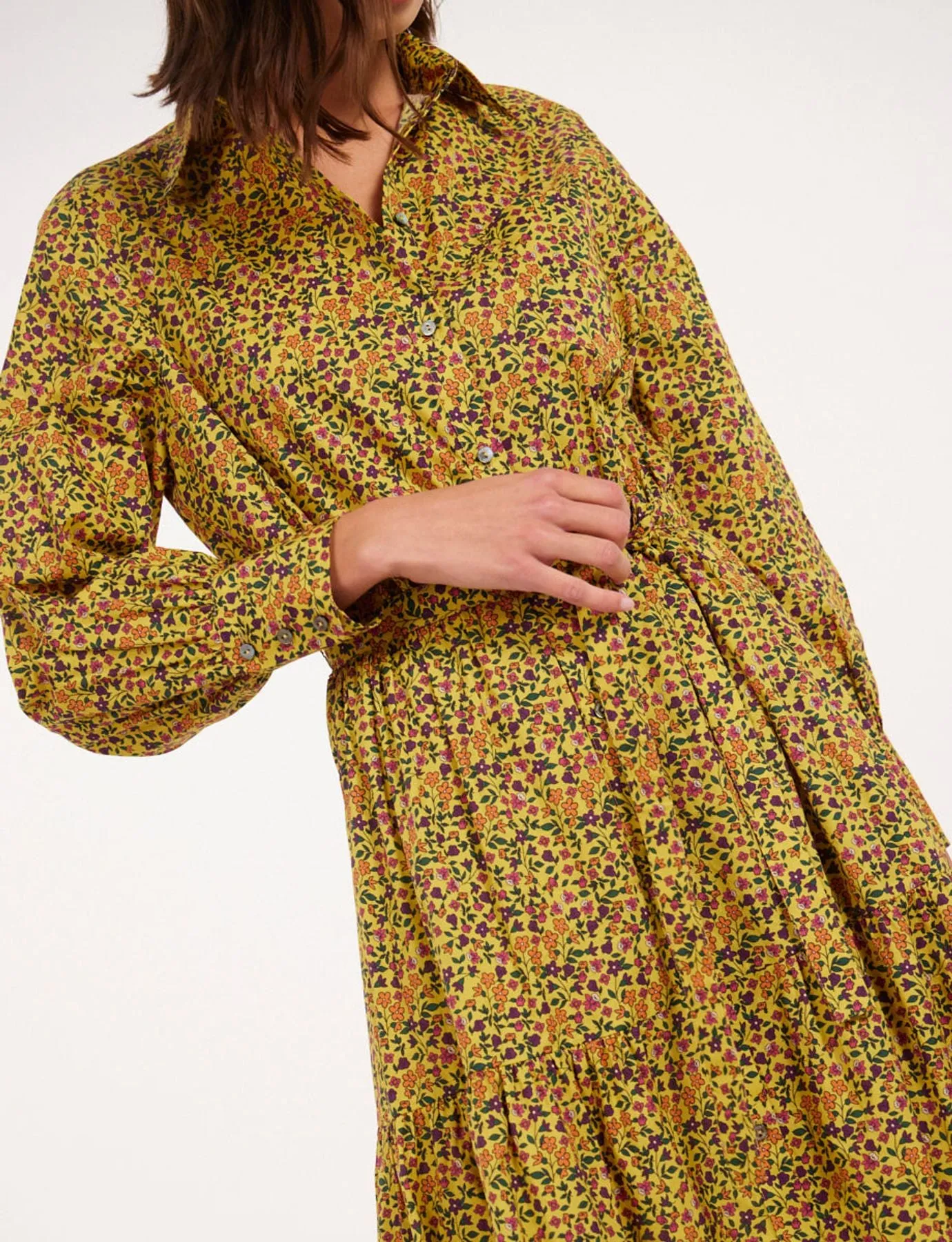 Robe Léna jaune à fleurs