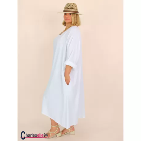 Robe oversize unie été BRENTA blanche