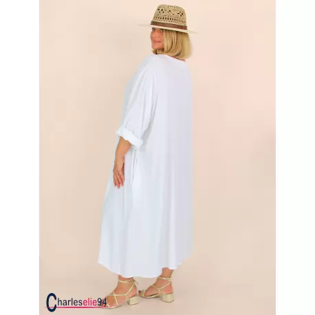 Robe oversize unie été BRENTA blanche