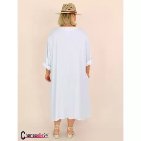 Robe oversize unie été BRENTA blanche