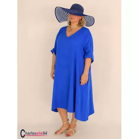 Robe oversize unie été BRENTA bleu royal