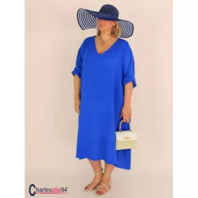 Robe oversize unie été BRENTA bleu royal