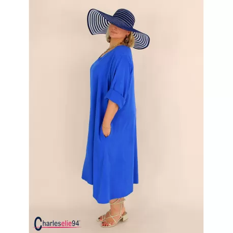 Robe oversize unie été BRENTA bleu royal