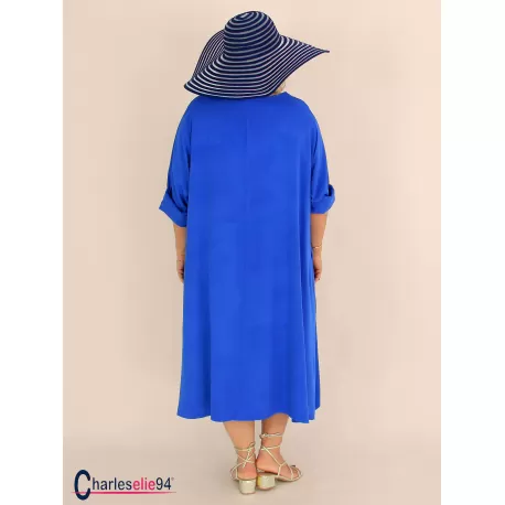 Robe oversize unie été BRENTA bleu royal