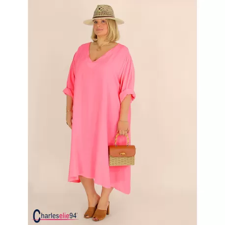 Robe oversize unie été BRENTA corail