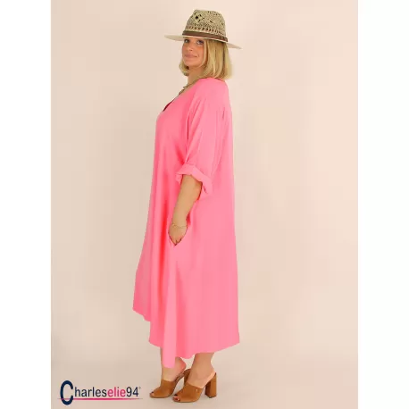 Robe oversize unie été BRENTA corail