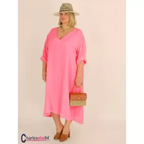 Robe oversize unie été BRENTA corail