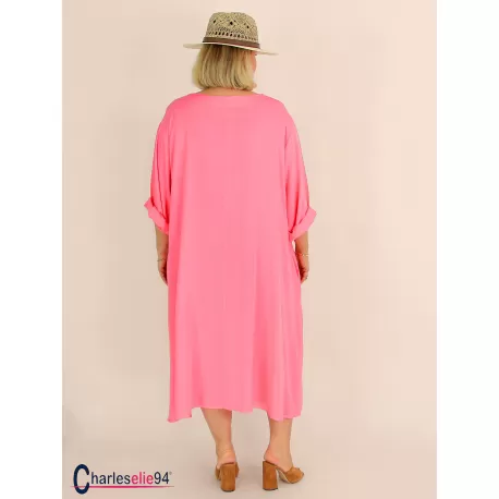 Robe oversize unie été BRENTA corail