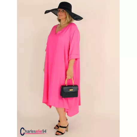 Robe oversize unie été BRENTA fuchsia