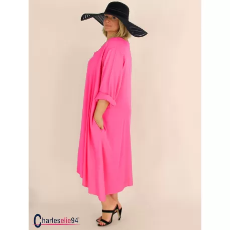 Robe oversize unie été BRENTA fuchsia