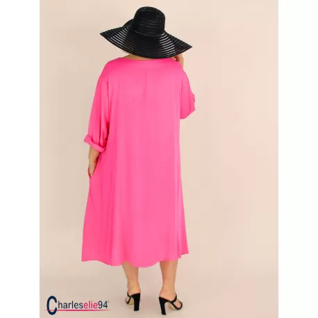 Robe oversize unie été BRENTA fuchsia