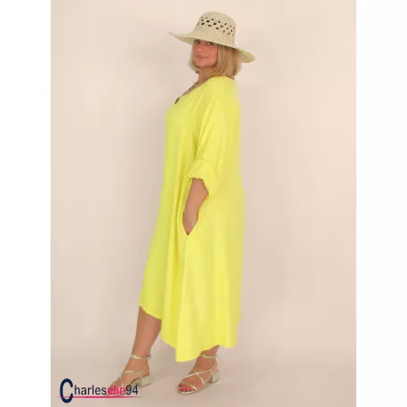 Robe oversize unie été BRENTA jaune