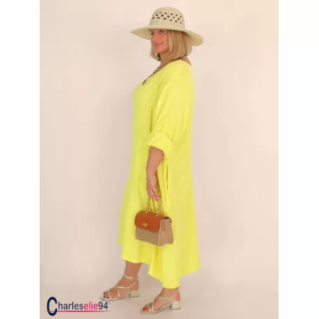 Robe oversize unie été BRENTA jaune