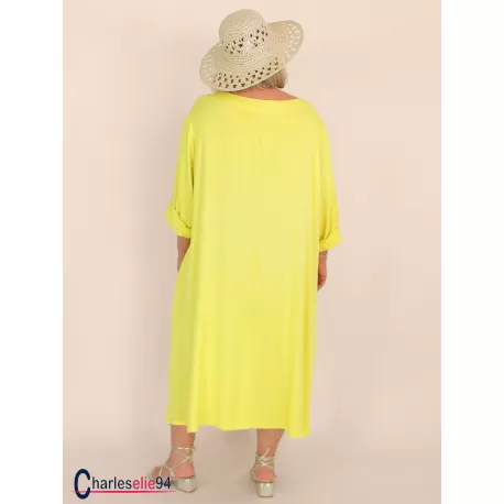 Robe oversize unie été BRENTA jaune