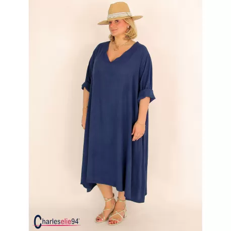 Robe oversize unie été BRENTA marine