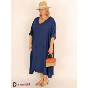 Robe oversize unie été BRENTA marine