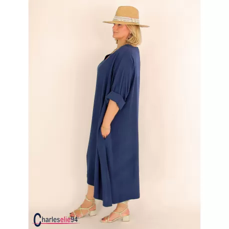 Robe oversize unie été BRENTA marine