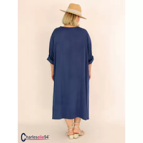 Robe oversize unie été BRENTA marine