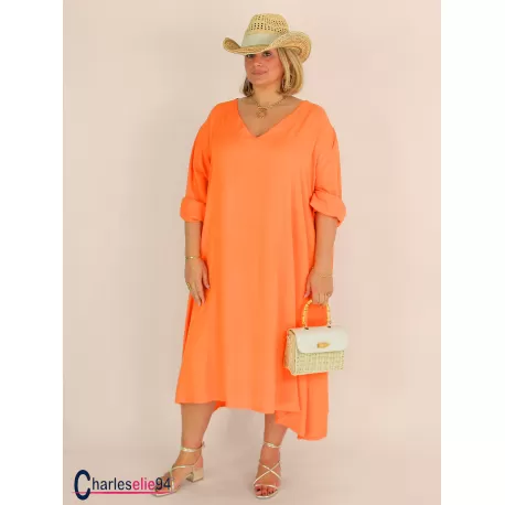 Robe oversize unie été BRENTA orange