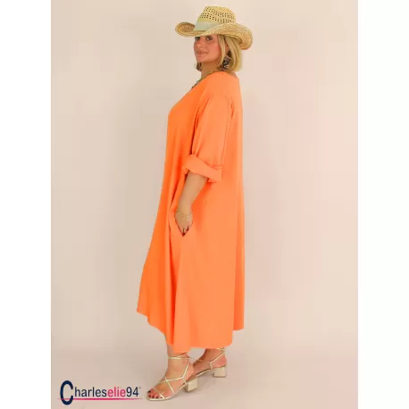 Robe oversize unie été BRENTA orange