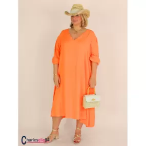 Robe oversize unie été BRENTA orange