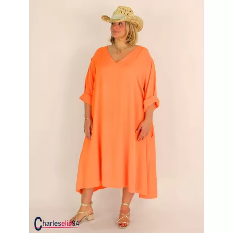 Robe oversize unie été BRENTA orange