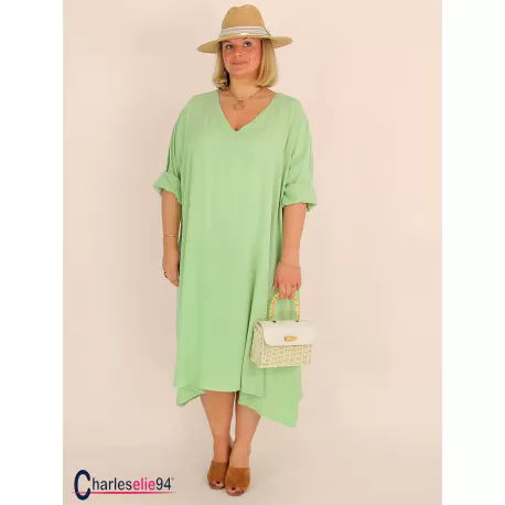 Robe oversize unie été BRENTA pistache