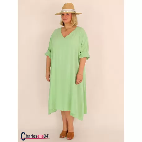 Robe oversize unie été BRENTA pistache