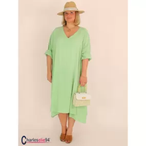 Robe oversize unie été BRENTA pistache