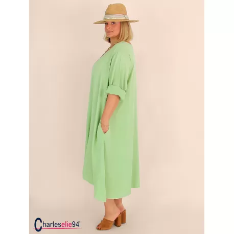 Robe oversize unie été BRENTA pistache