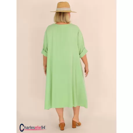 Robe oversize unie été BRENTA pistache