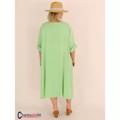 Robe oversize unie été BRENTA pistache