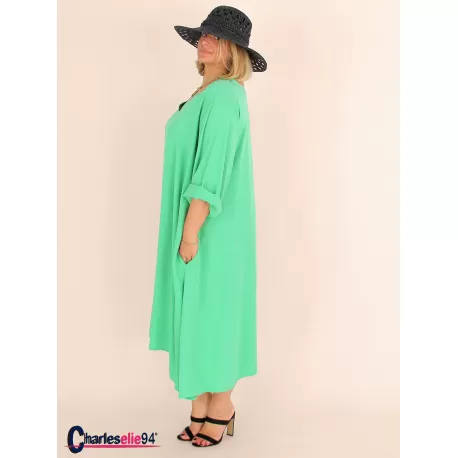 Robe oversize unie été BRENTA vert